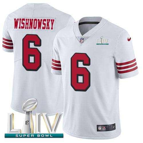 San Francisco 49ers Nike #6 Mitch Wishnowsky White Super Bowl LIV 2020 Rush Youth Stitched NFL Vapor Untouchable Limited Jersey
